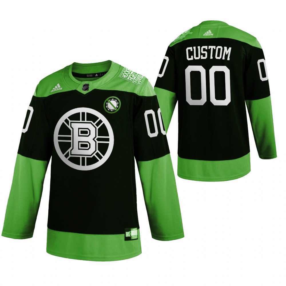Cheap Boston Bruins Custom Men Adidas Green Hockey Fight nCoV Limited NHL Jersey